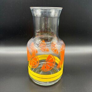 Vintage Glass Juice Pitcher Carafe Orange Slices Yellow Stripes Libbey Canada
